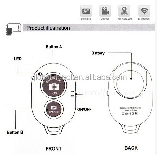 Newest heart Bluetooth Remote Co<em></em>ntrol Self-timer for iPod,iPhone,iPad,samsung,HTC,android phone問屋・仕入れ・卸・卸売り