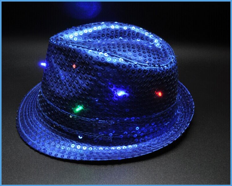 光アップledスタースパンコールフェドーラ帽新年あけましておめでとうござい祭りパーティー帽子仕入れ・メーカー・工場