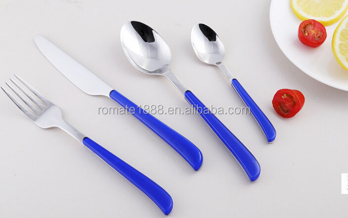 新しいカトラリーセットのためのサービス20pc5モダンな磨かれた赤いプラスチック製のハンドル食器問屋・仕入れ・卸・卸売り