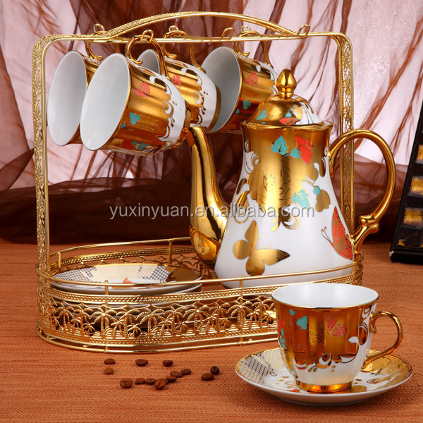 ロシア15個金属製のスタンド付きセラミックお茶セット仕入れ・メーカー・工場
