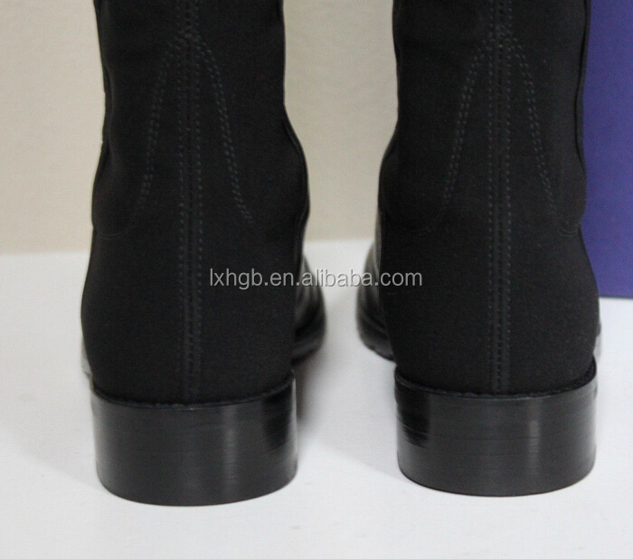 black leather over the knee low heel boot shoes classic tall