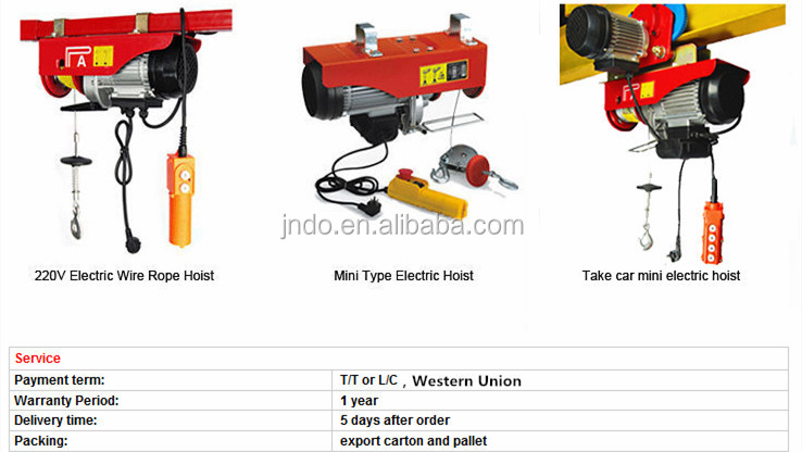 Pa600 Used Car Engine Wire Rope Sling Price Mini Electric Hoist 600kg