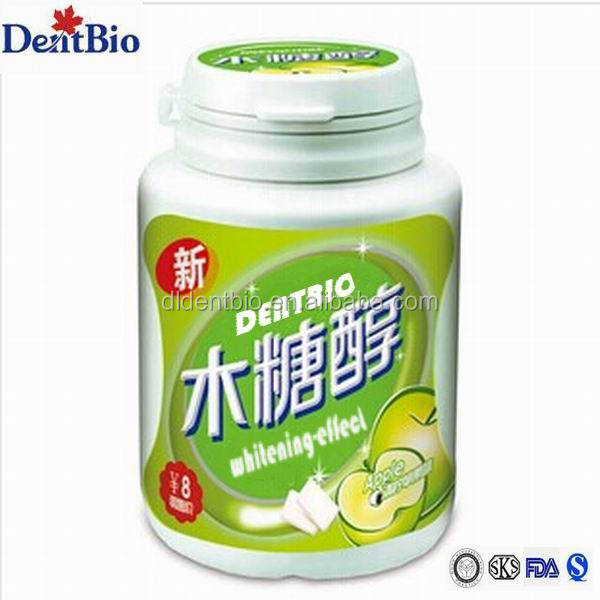 whitening effect add silicon dioxide apple taste sugarfree chewing gum in big bottle