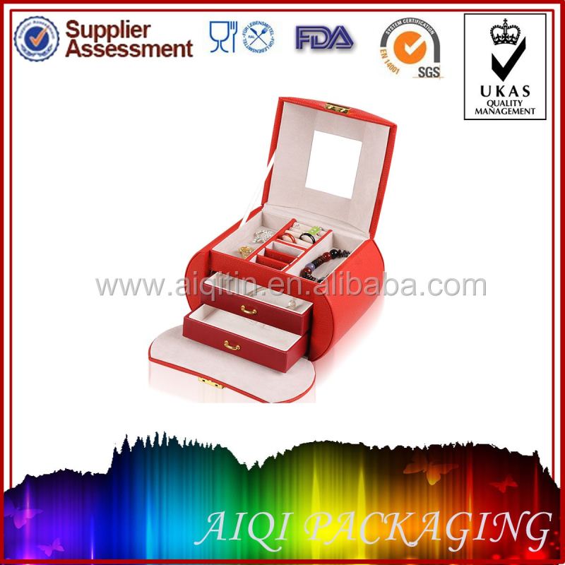 2014 newest hot selling red wine pu leather packaging box with handle