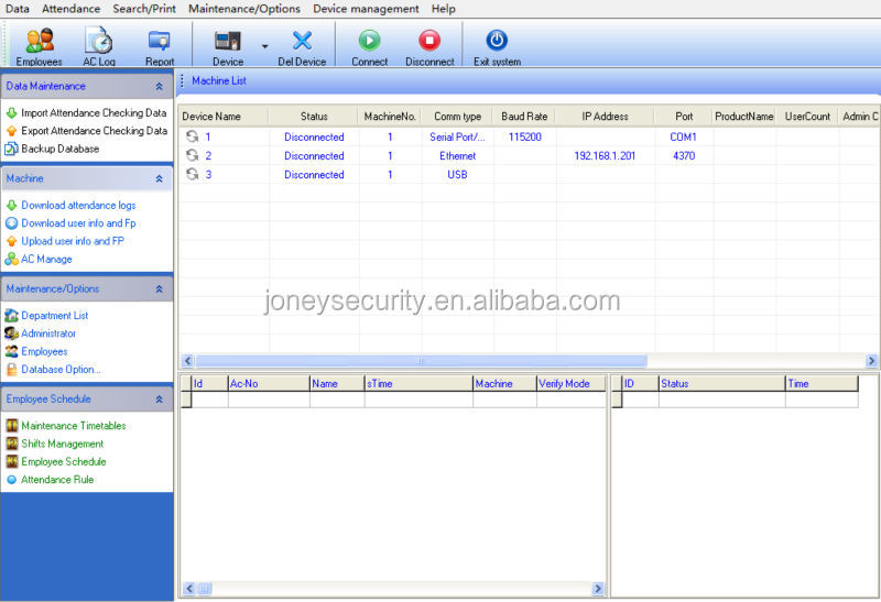 Spanish Software Fingerprint Time Attendance Machine