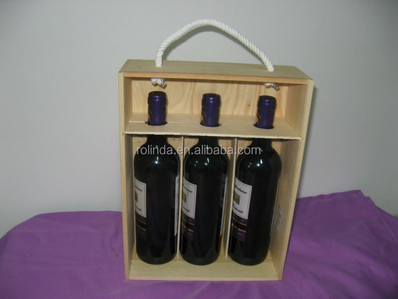Wooden Champagne box for three bottle wooden wine gift box