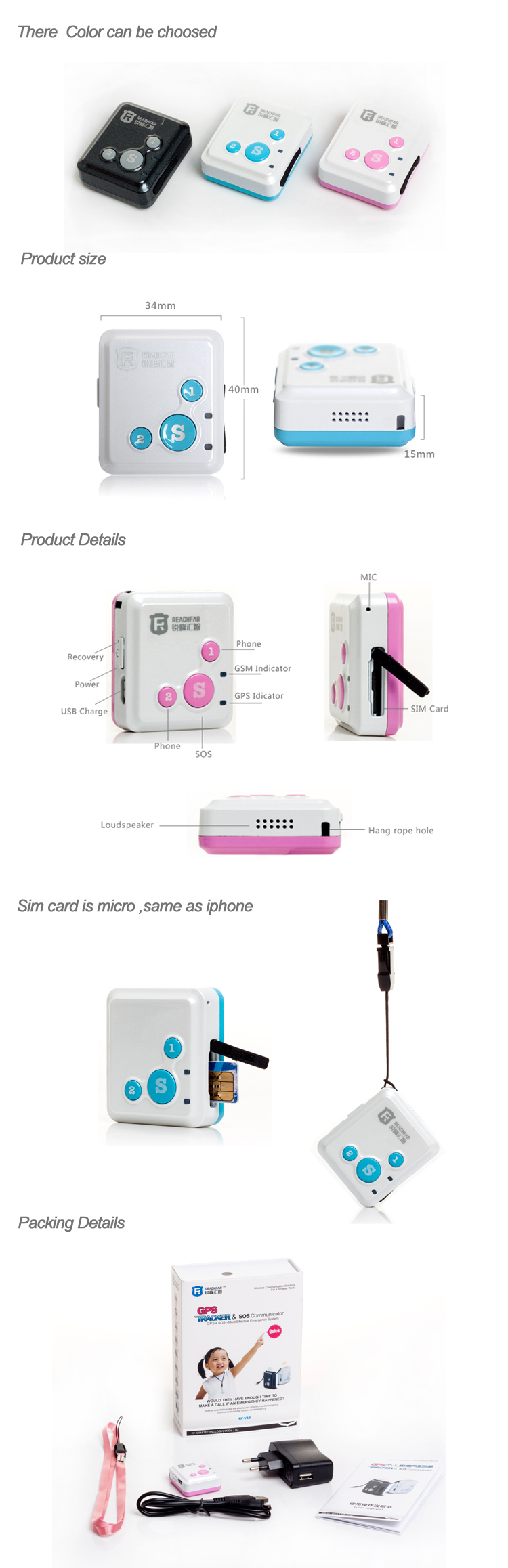 SOS emergency call two way communication mini gps tracker with GSM card with long life battery