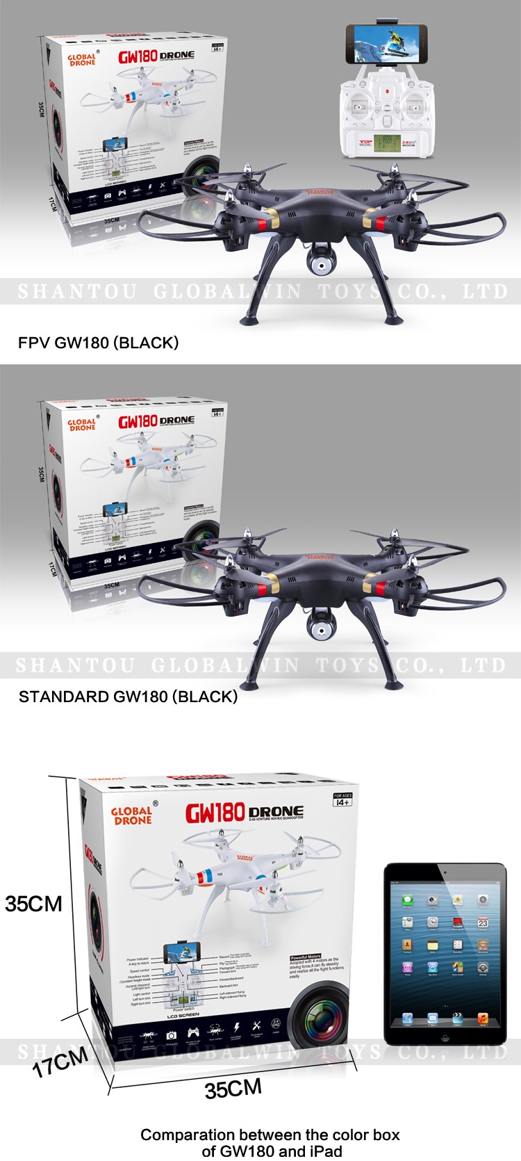 New arrived RC FPV Drone GW180HC/ GW180HW ,6 Gyro Stable Quadcopter with One Key Return and One Key Up & Down Function .jpg
