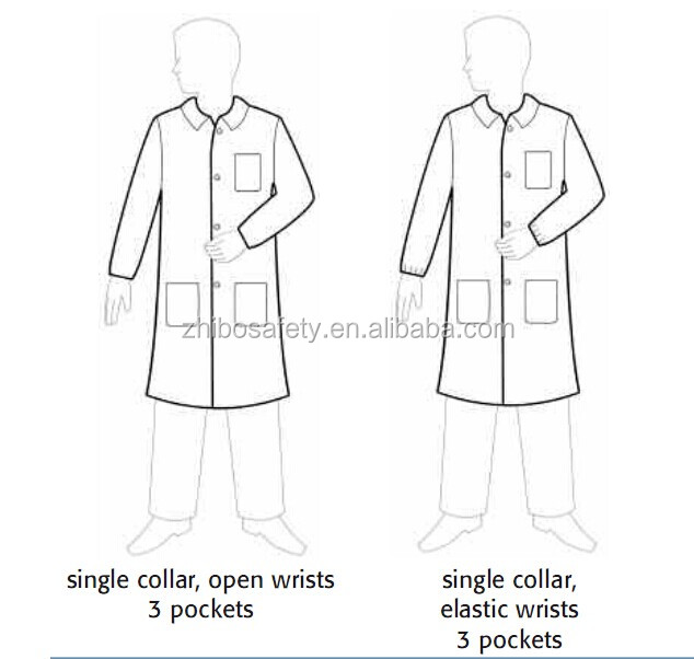 disposable sms lab coat with knitting cuff and collar,buttons