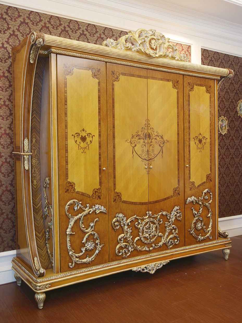 Franse barok ontwerp houten slaapkamer meubels set kingsize luifel ...