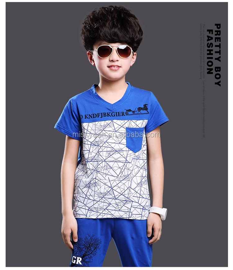 ファッション最高品質2015v- ネックショートsleeve100%少年t- シャツの服のスーツ仕入れ・メーカー・工場