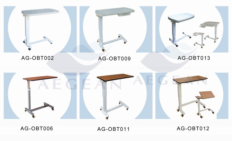 AG-OBT014 ce isoが承認木製調節可能な病院のベッドサイドダイニングテーブル仕入れ・メーカー・工場