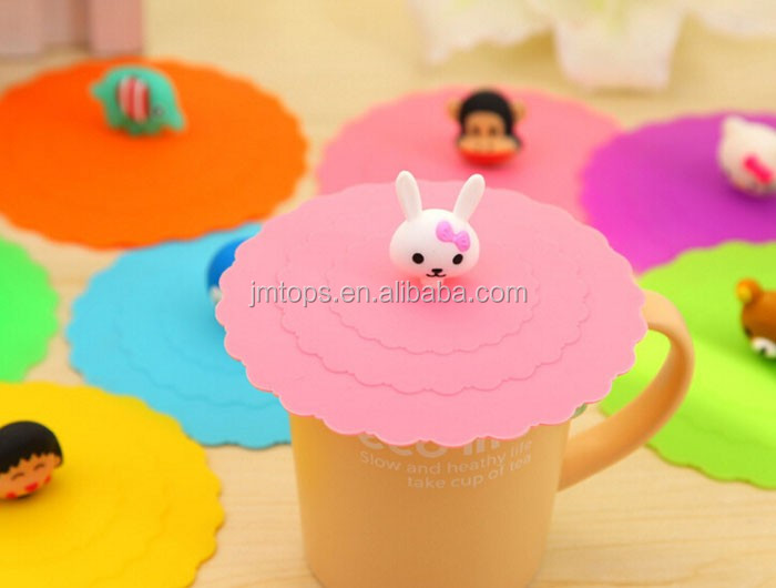 Wholesale silicone cup cover, promotional silicone lid for coffee cup,  cartoon silicone lids for cups