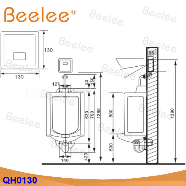Free Shipping Wall Mounted Square Bathroom Infrared Sensor Urinal Flusher (QH0130)flusher