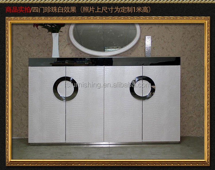 モダンで現代的なステンレス鋼銀f421/黄金の真似のネオクラシックな革の豪華な靴収納用キャビネットサイドボードビュッフェテーブル仕入れ・メーカー・工場