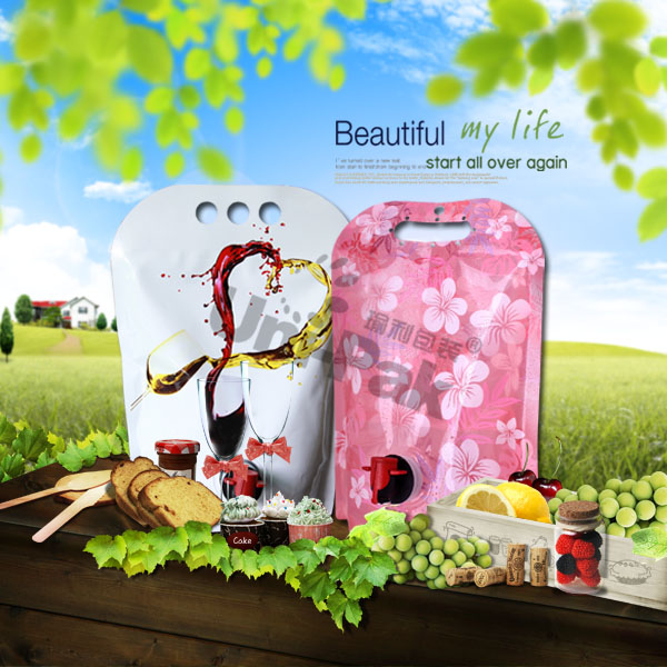 customized BPA free red wine bag in box