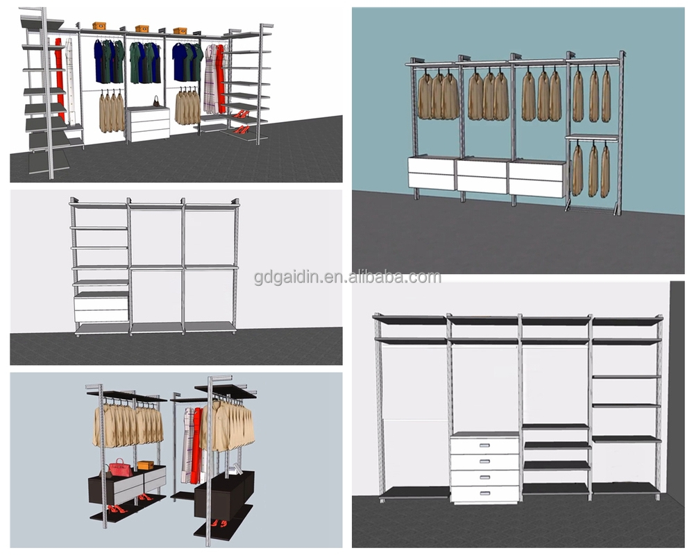 Wardrobe Pole Bracket And Strong Clothes Rail Walk In Aluminium