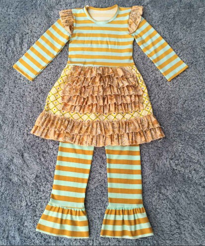 2016熱い販売義烏女の子ブティック服セット用キッド子供服かわいい花プリント卸売秋ブティック女の子服仕入れ・メーカー・工場