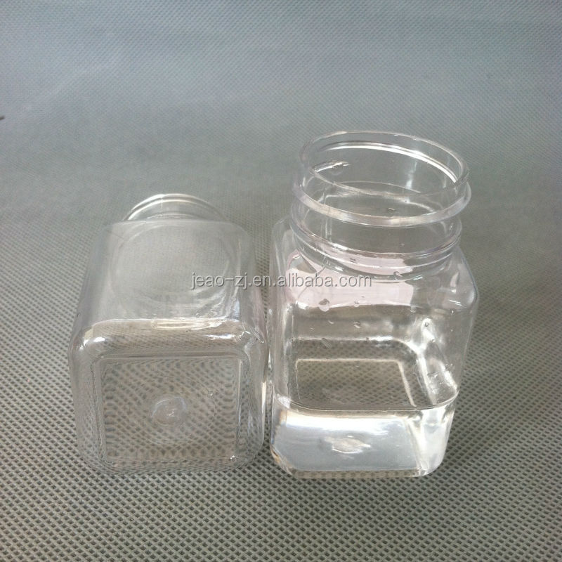 60ml transparent square empty PET chew gum bottle with twist cap