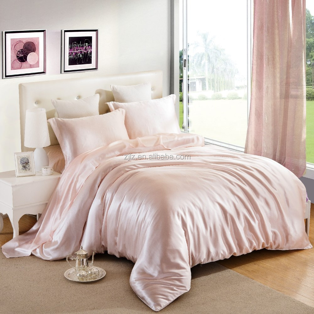 China Supplier Comforter Sets Pink Silk Bedding Sets Satin Bedding