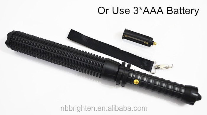 スーパー明るい 3 ワット led cree警察セキュリティ懐中電灯武器、 充電式多機能自己防衛バトン警察懐中電灯仕入れ・メーカー・工場