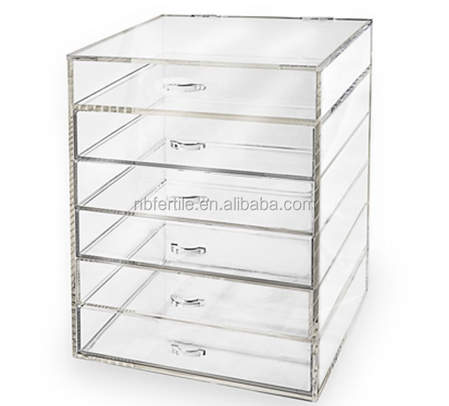 Large 6 Drawers Clear Acrylic Cosmetic Display Makeup Organiser