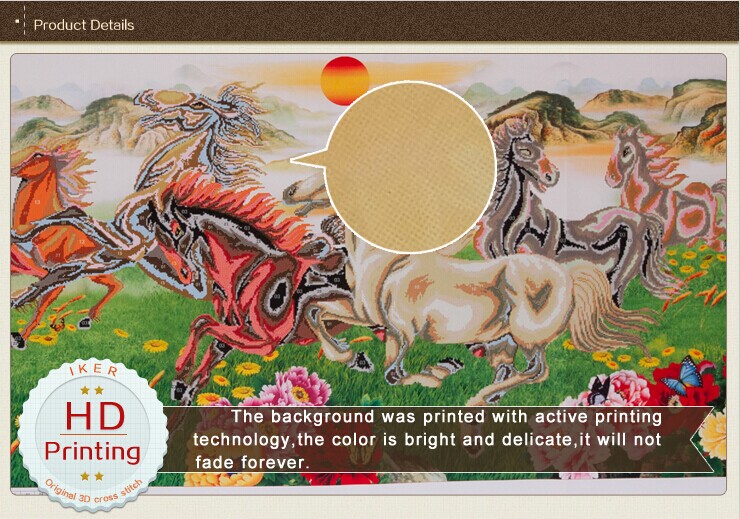 3D pretty 12CT chinese horse iker handmade cross stitch問屋・仕入れ・卸・卸売り