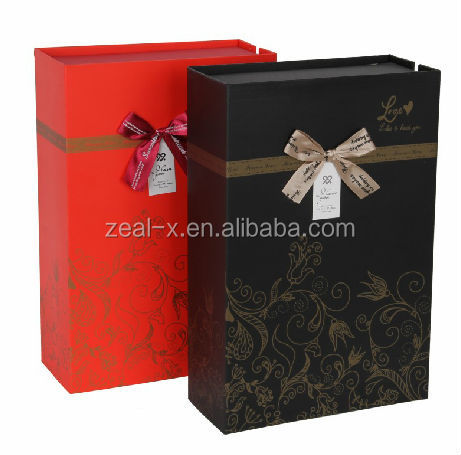 Custom printed red wine box with magnets and plastic inserts