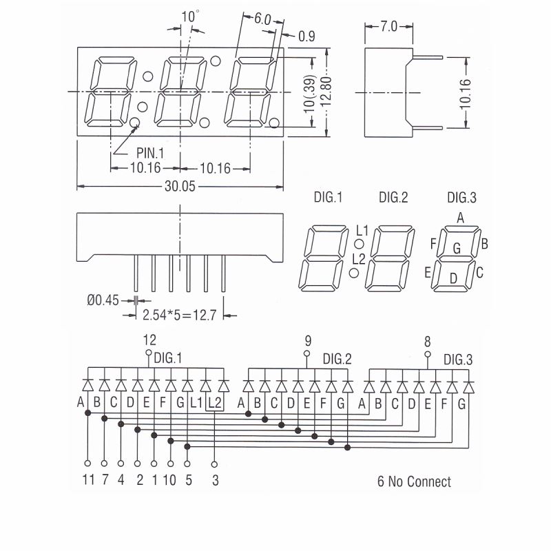 7 segment triple digit led