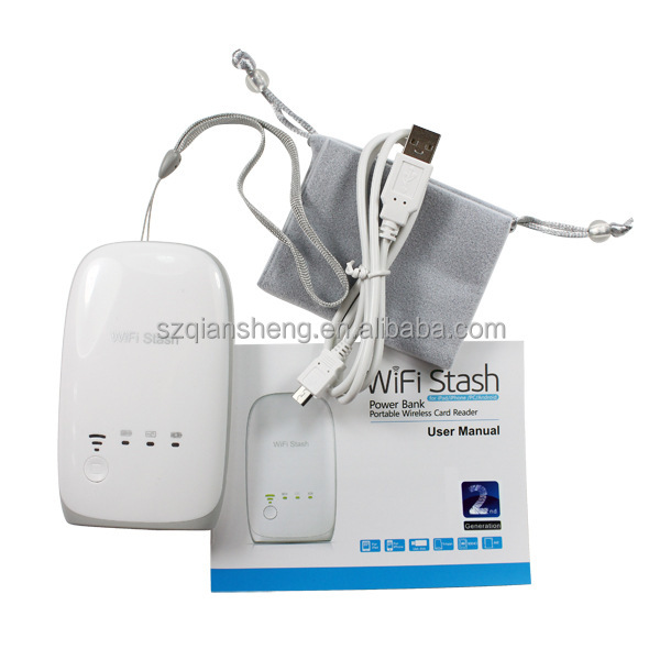 ポータブルパワーバンク新しいスタッシュwifiワイヤレスフラッシュドライブ同期アプリiphone用カードリーダー問屋・仕入れ・卸・卸売り