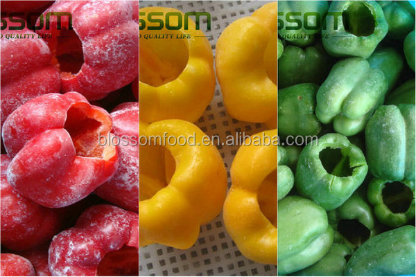 China frozen vegetables IQF red or green or yellow bell color pepper