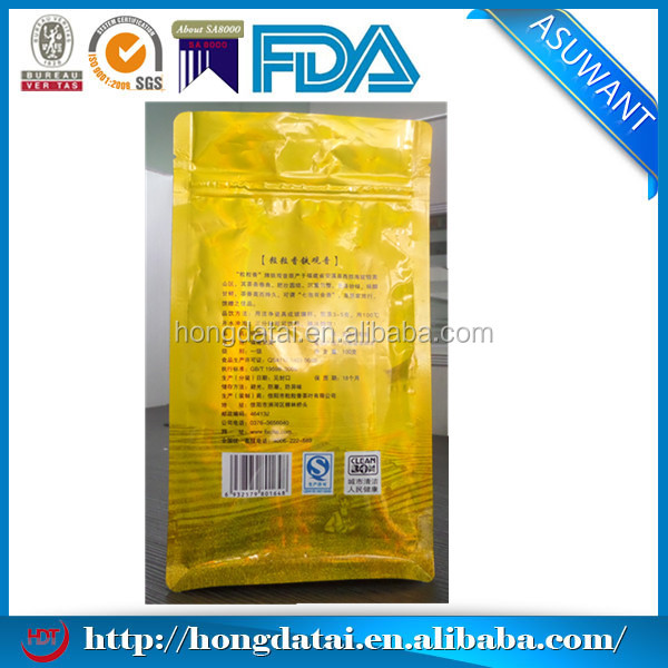stand up tea bag with zipper AL material packaging