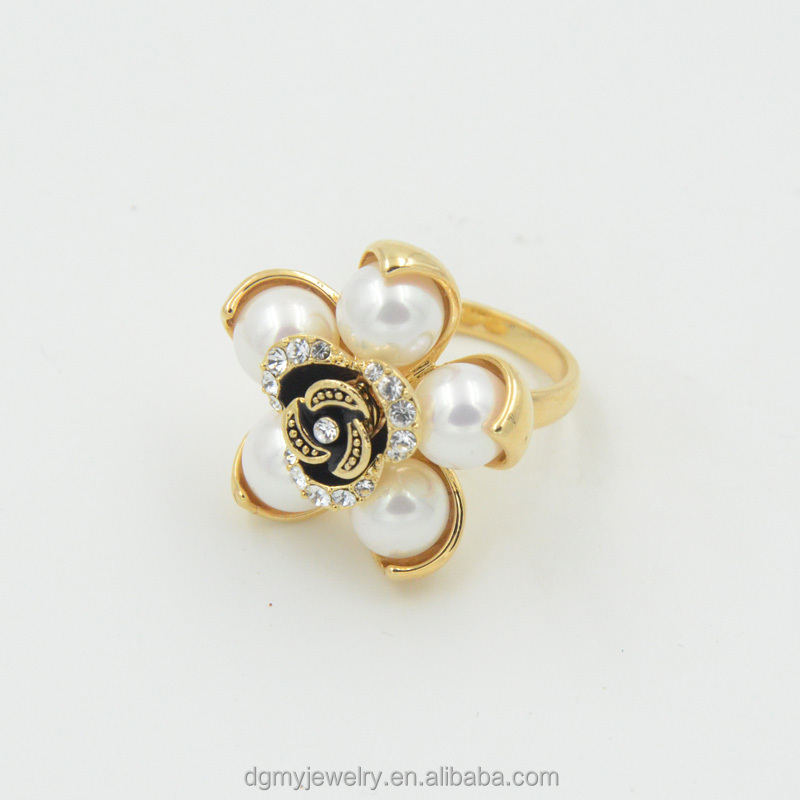 ファッション2014年金の真珠の指輪のための設計の女性の婚約指輪問屋・仕入れ・卸・卸売り