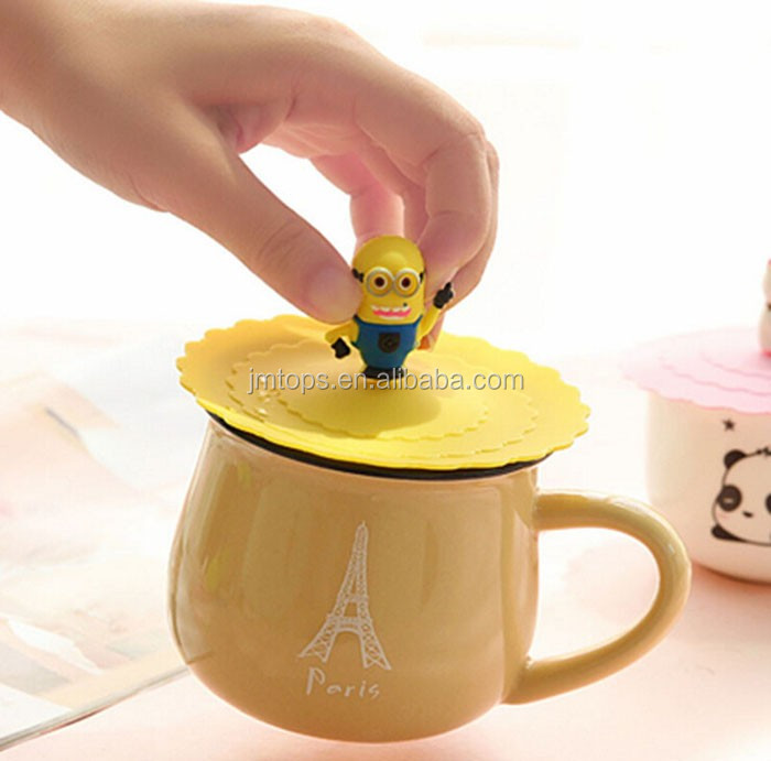 Wholesale silicone cup cover, promotional silicone lid for coffee cup,  cartoon silicone lids for cups