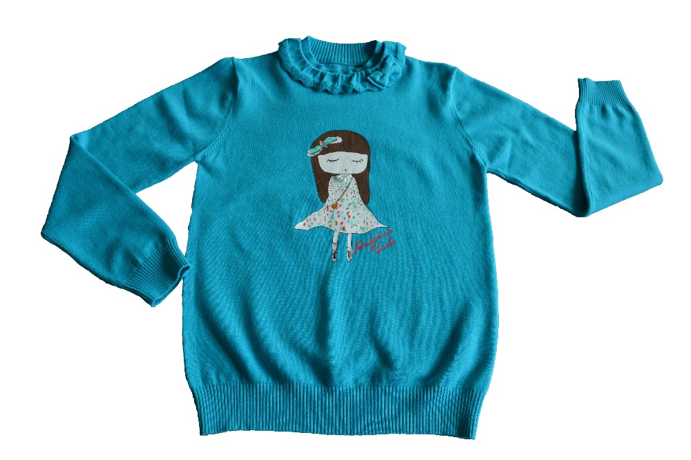 素敵な女の子のパターンのラウンドネック長袖子供のためのマンガプリントセーターを編む仕入れ・メーカー・工場