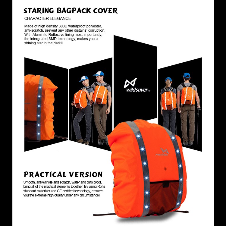 LED polyester 100% waterproof men's outdoor backpack rain cover