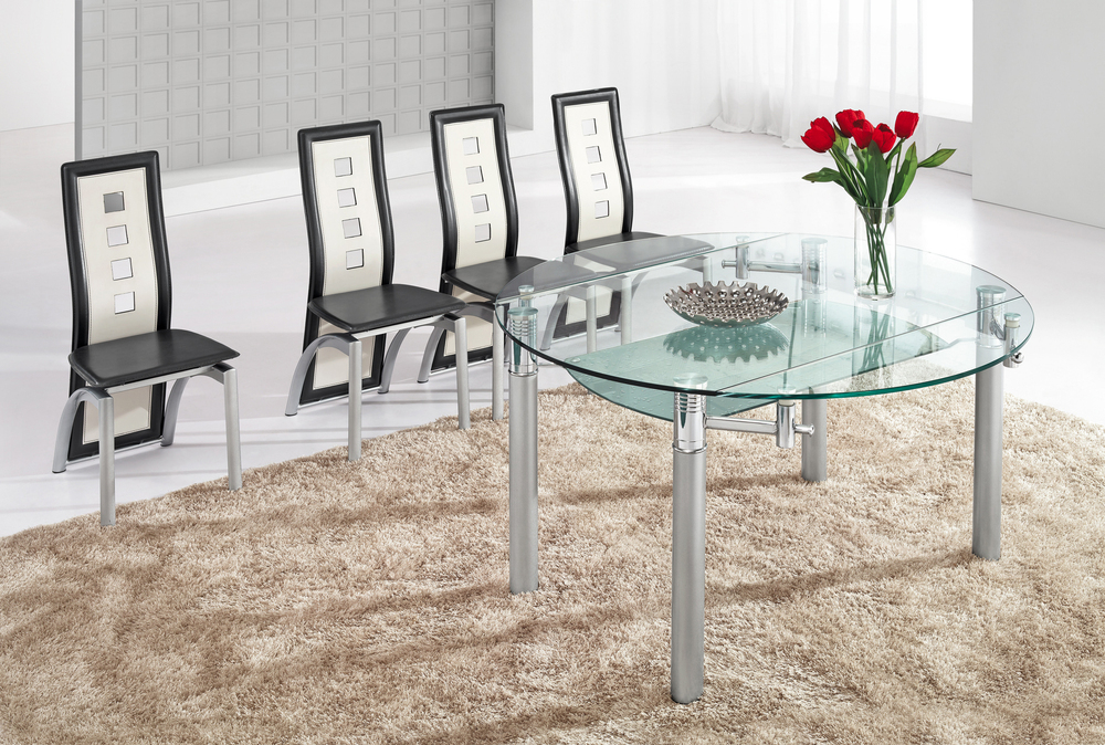 近代的な黒とl801bdiningtable白い円形のガラス仕入れ・メーカー・工場