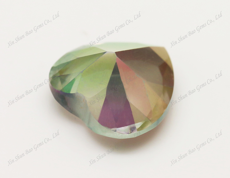 Alibaba China hot-sale glass gems stone multicolor polished glass stone heart