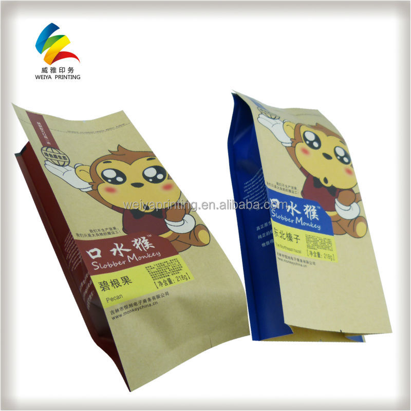 China kraft paper packaging bag with transparent window,using hot stamping for food packaging