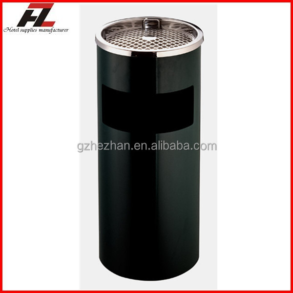 hot sale round metal litter bin with gridding removable ashtray