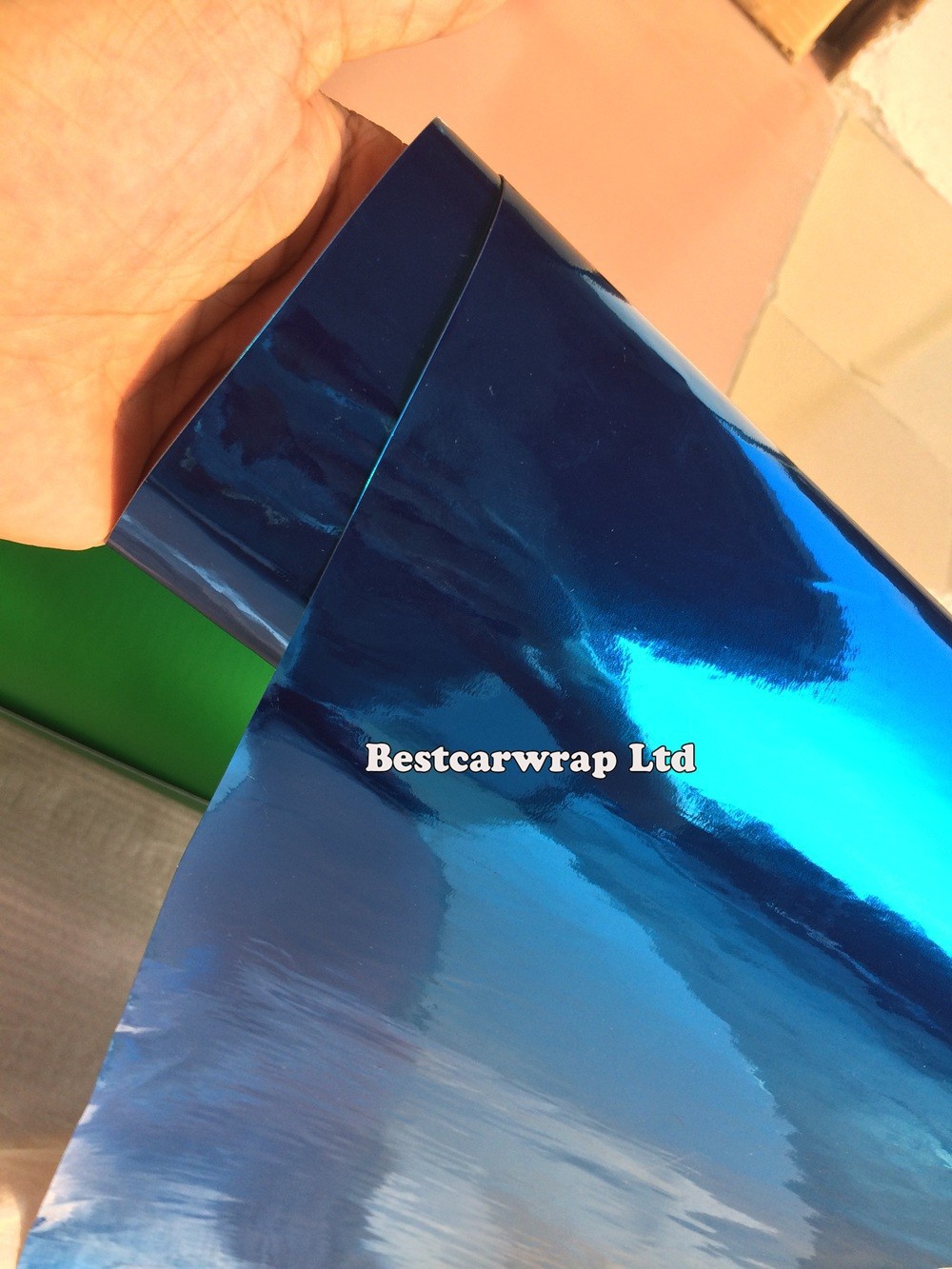 chrome mirror Blue Foil Car wrapping Chrom blue glossy Film Wrap Vinyl sticker 3m (5)