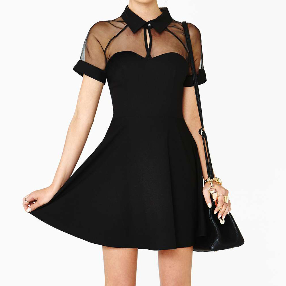 Chelsea collar mini dress 🍓 Black Dress White Collar Лето Си