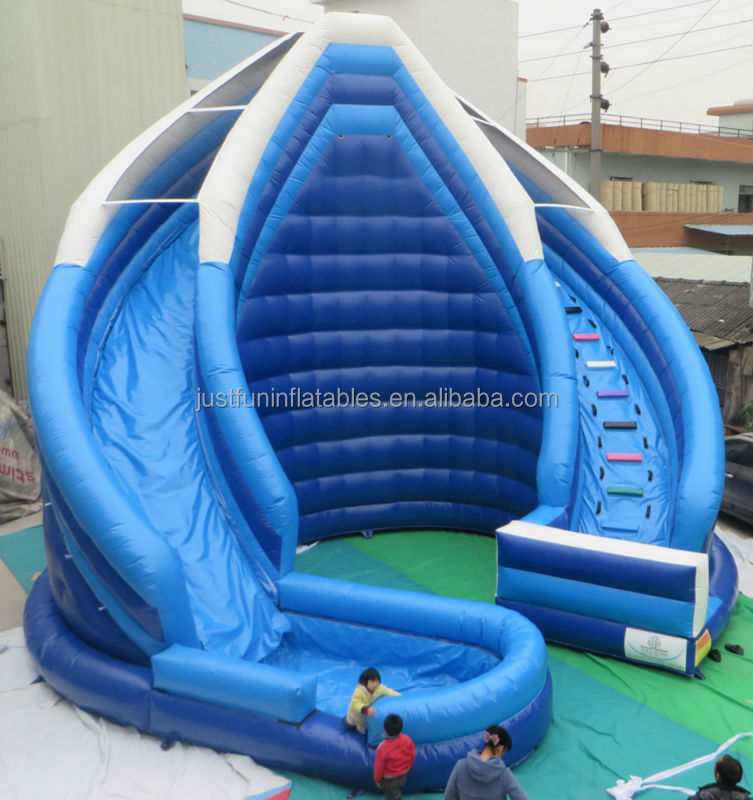 青い巨大なインフレータブルスライド、 8mh2車線インフレータブルウォータースライド問屋・仕入れ・卸・卸売り
