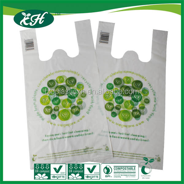 Corn starch based on biodegradable t-shirt bag with high quality