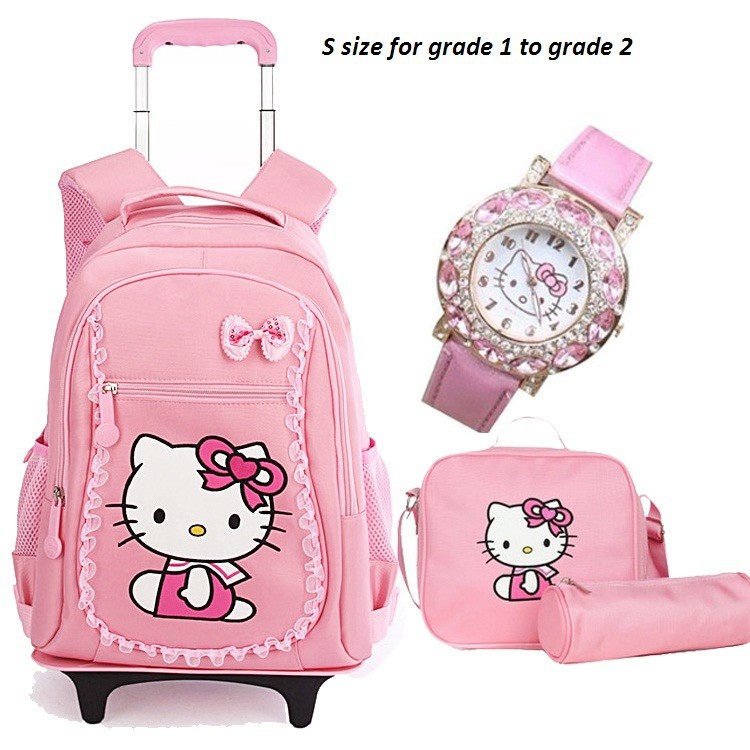 Free-Shipping-Hello-Kitty-Children-School-Bags-Mochilas-Kid-Backpacks-With-Wheel-Trolley-Luggage-For-Girls-06