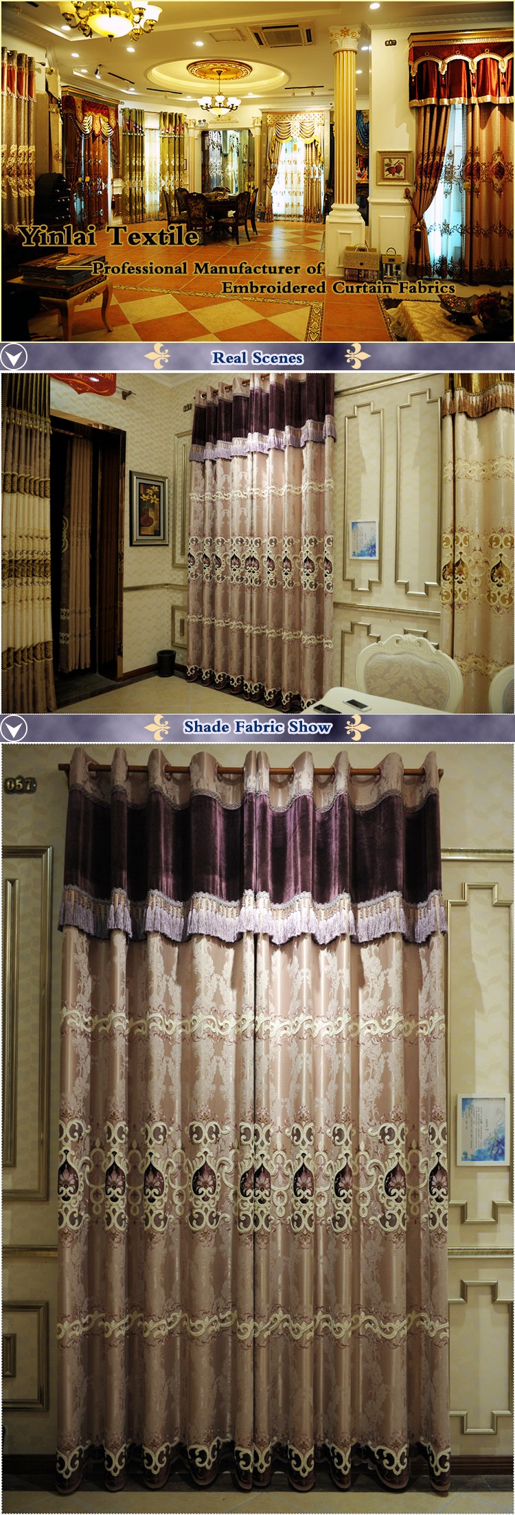 Geborduurde gordijn stof rozig bekleding interieur decor draperie ...
