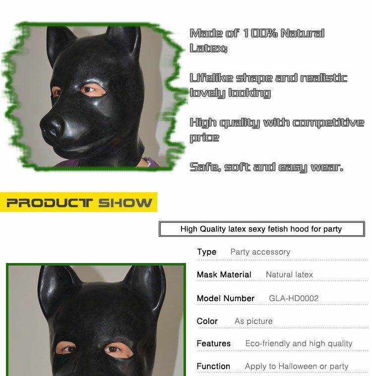 セクシーなラテックス犬フード肉解剖オープン目鼻口ゴム動物マスクフェチボンデージストッキンググミヘッドギア着用仕入れ・メーカー・工場