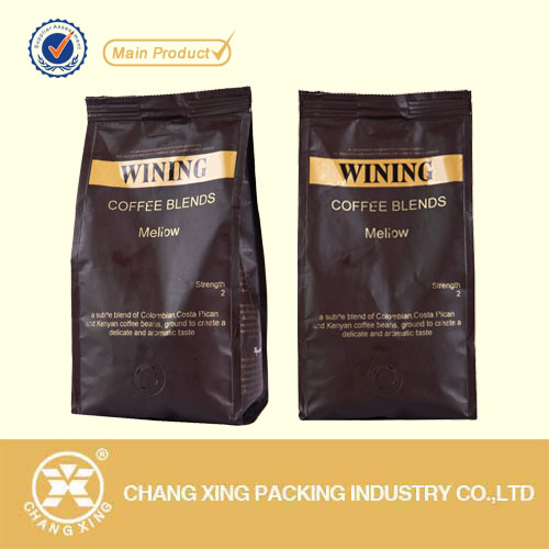 2014 Laminated foil one-way valve coffee packing bags with side gusset or bottom gusset