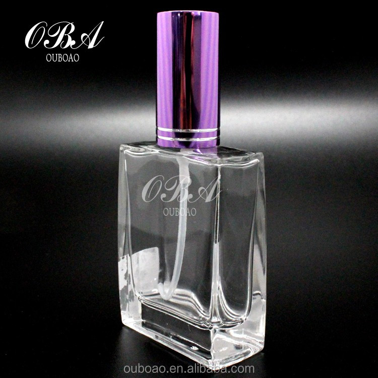 販売スクエア マシン製の ガラス香水瓶&高品質空の ガラス の香水瓶で紫キャップ仕入れ・メーカー・工場