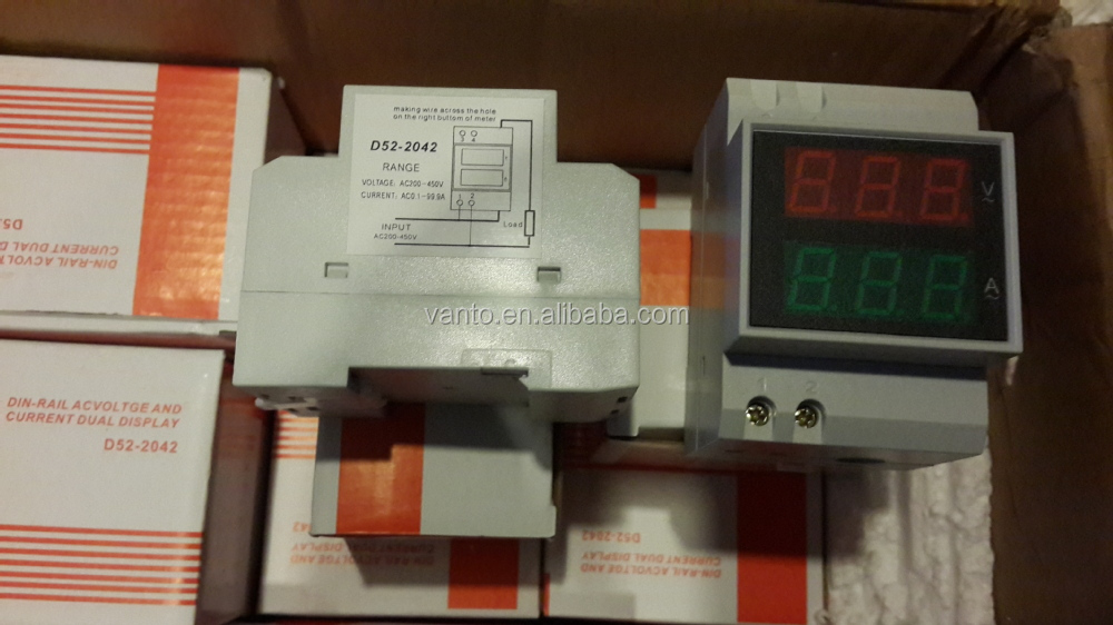 Din- レールのスライドウェイデジタル主導のac電圧計電流計ac80-300vac220vac0.2- 99.9aデュアル電圧電流計表示パネルメータ問屋・仕入れ・卸・卸売り